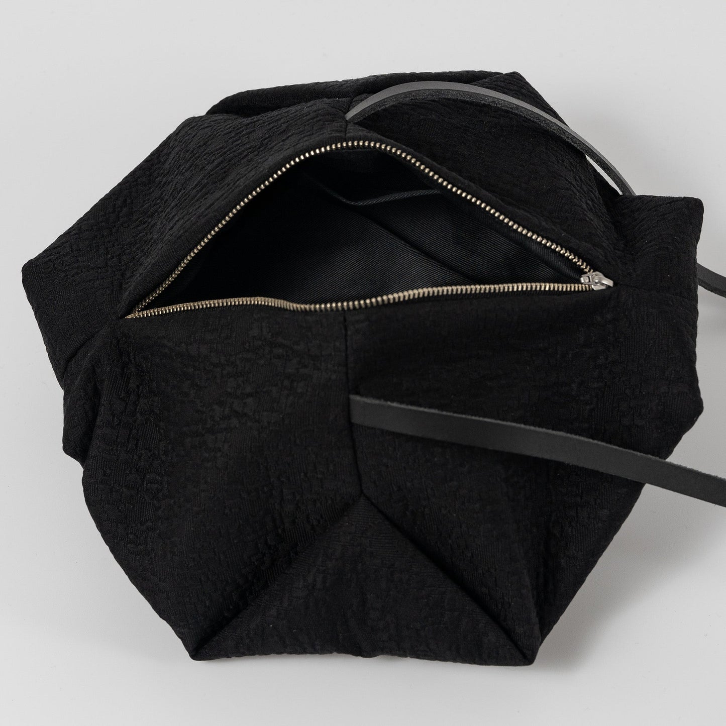 Black Silk & Wool Handbag, Geometric Pattern