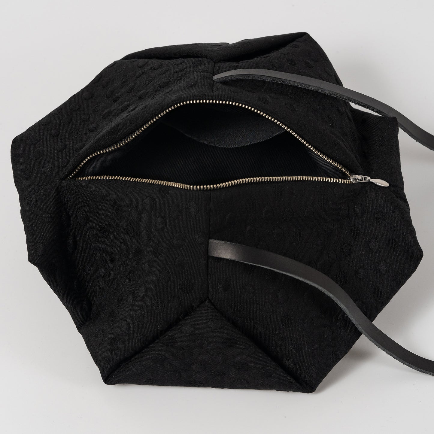 Black Silk & Wool Handbag, Polka-Dot Pattern