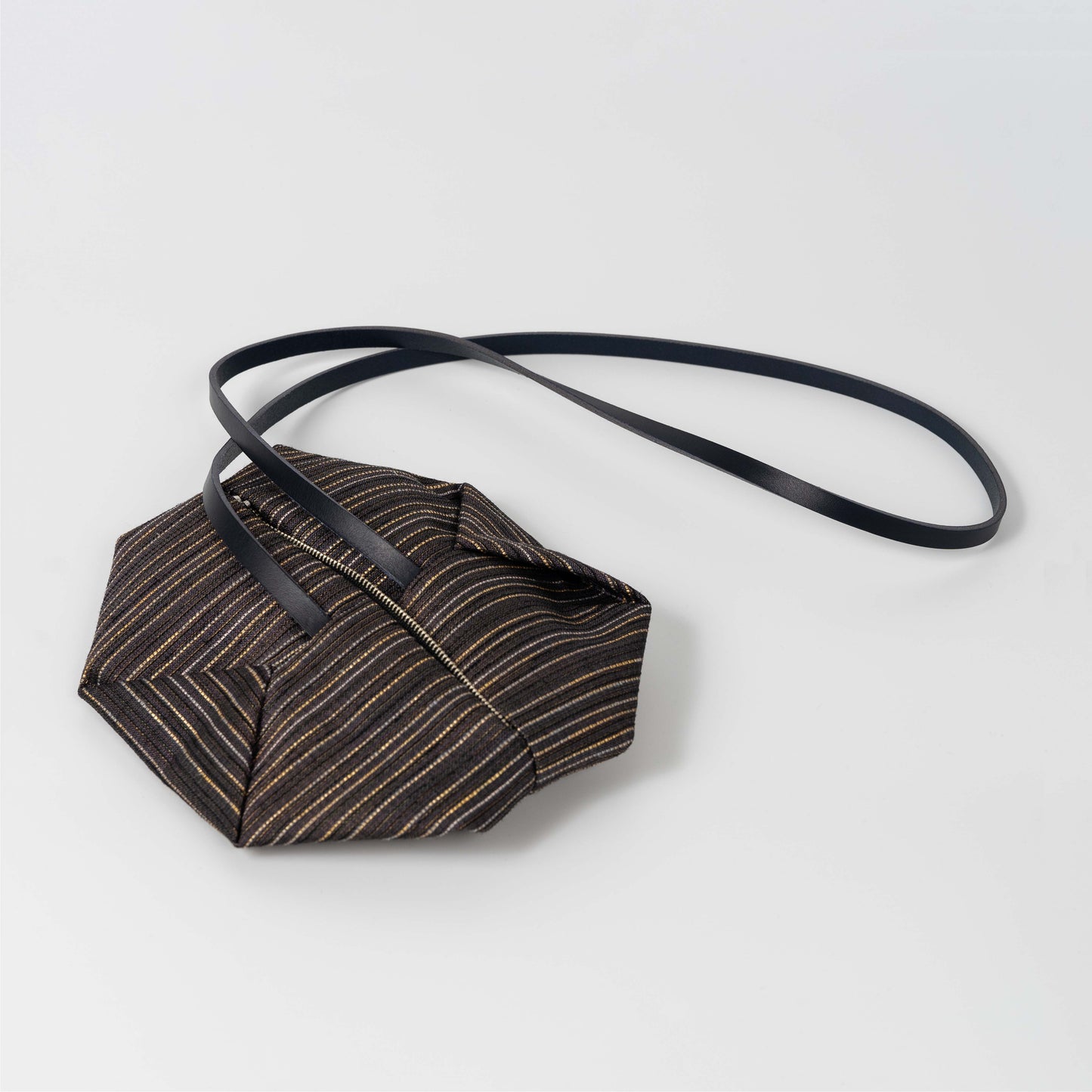 Brown Striped Silk & PE Handbag