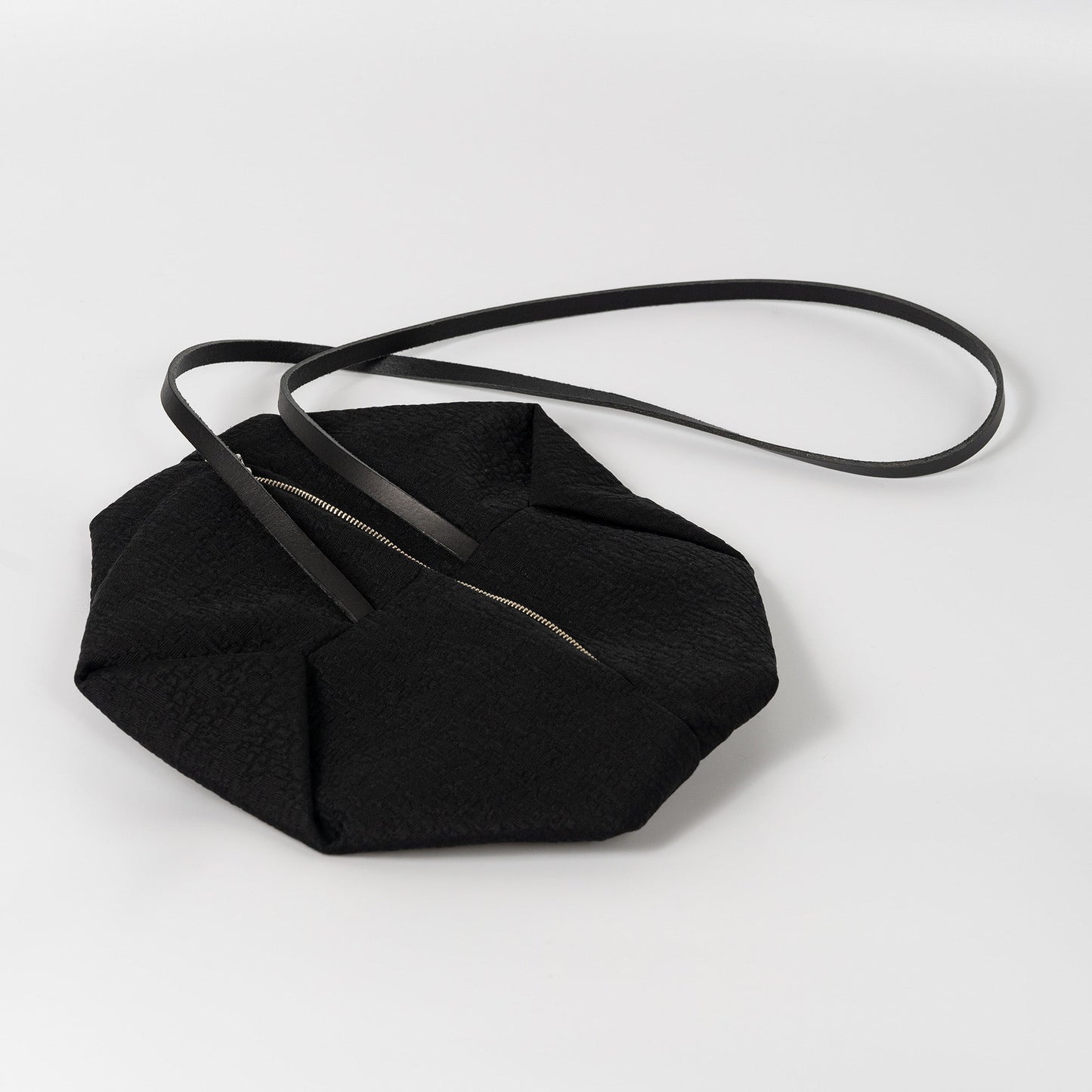 Black Silk & Wool Handbag, Geometric Pattern