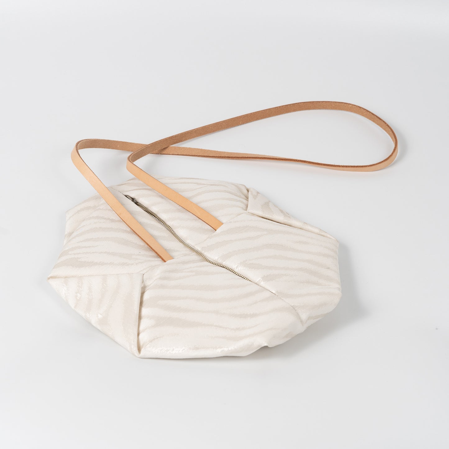 White Zebra-Stripe Silk & PE Handbag