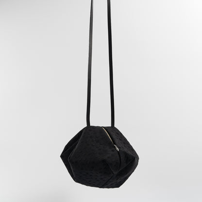 Black Silk & Wool Handbag, Polka-Dot Pattern