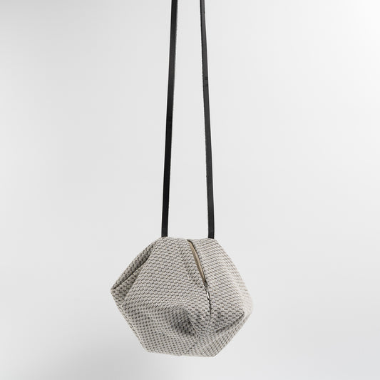 Gray Silk & Wood Fiber Handbag